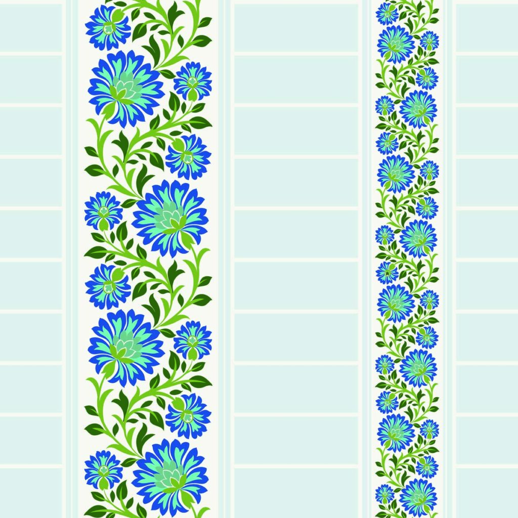 Floraveen, Teal Blossom Stripes Wallpaper