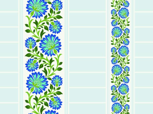 Floraveen, Teal Blossom Stripes Wallpaper