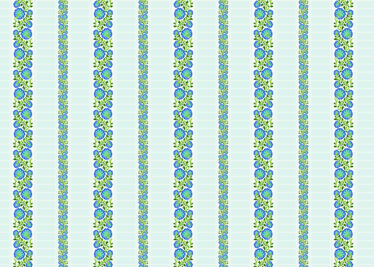 Floraveen, Teal Blossom Stripes Wallpaper