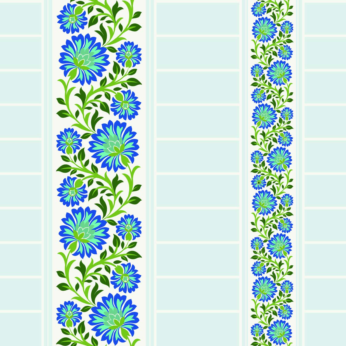 Floraveen, Teal Blossom Stripes Wallpaper