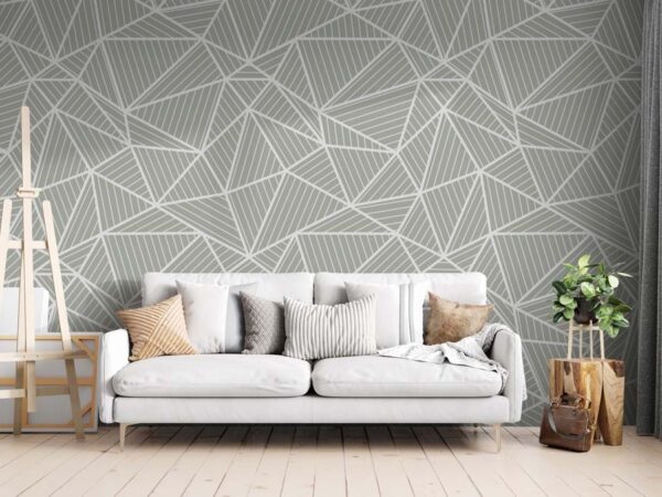 Griselle, Muted Green Minimal Geometric Pattern Wallpaper