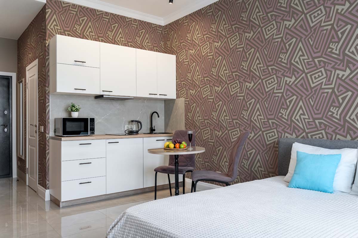 Lavrix, Modern Mauve Line Art Wallpaper