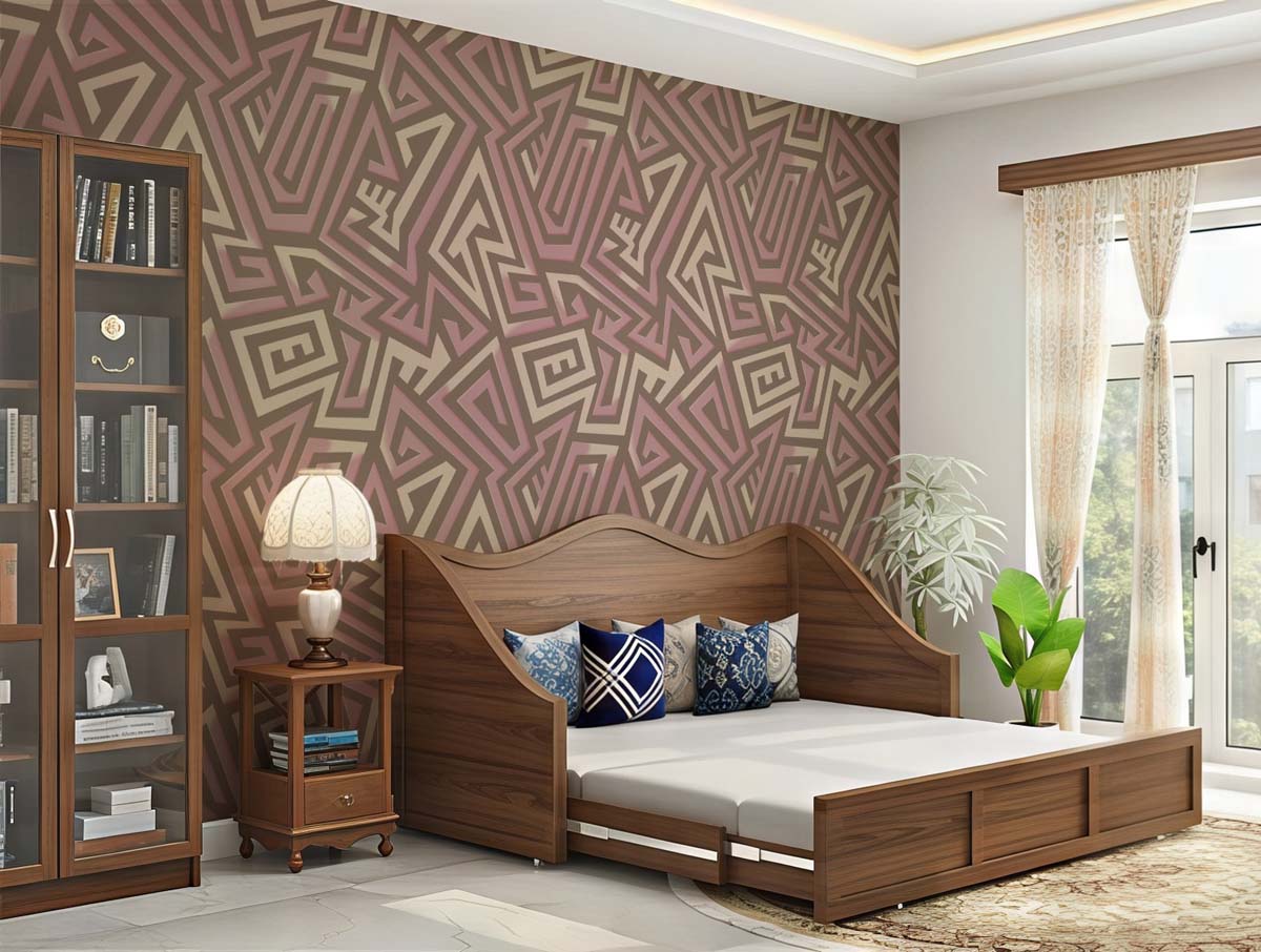 Lavrix, Modern Mauve Line Art Wallpaper