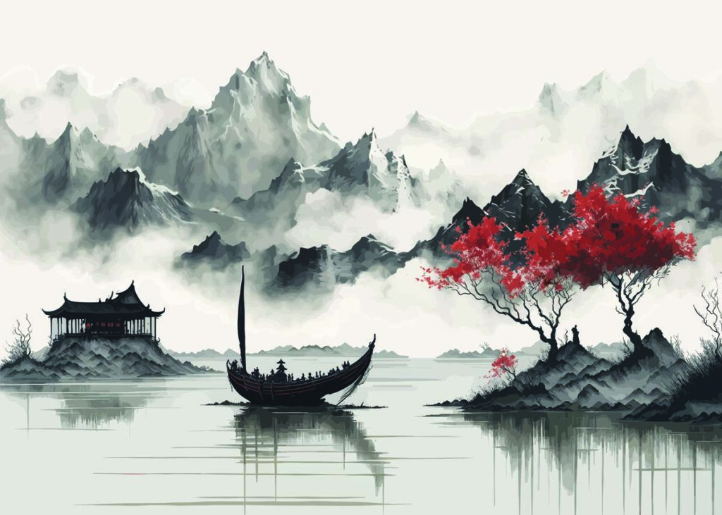 Sakumo, Japandi Whispering Mountains Mural