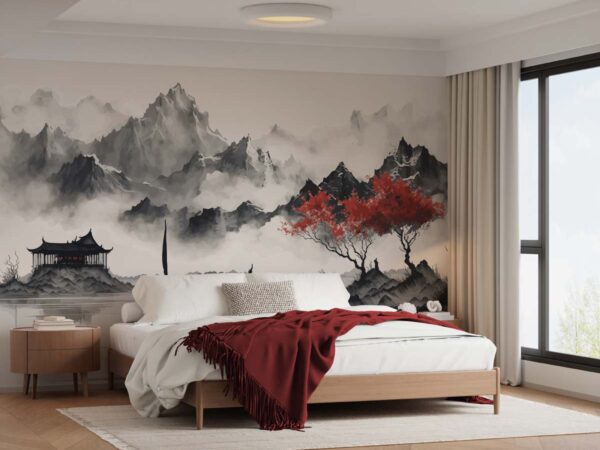 Sakumo, Japandi Whispering Mountains Mural