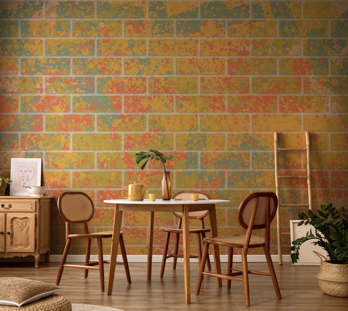Splashwall, Multicolor Brick Effect Wallpaper