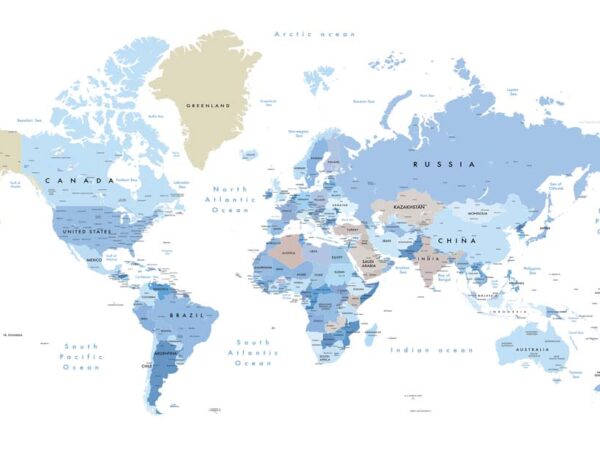 Globiane, Modern Geographic Explorer World Map Wall Mural