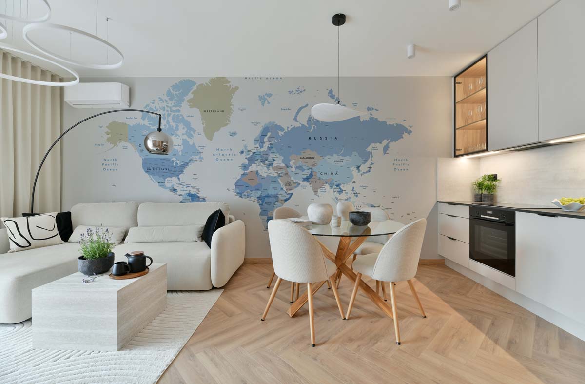 Globiane, Modern Geographic Explorer World Map Wall Mural