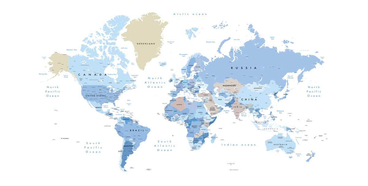 Globiane, Modern Geographic Explorer World Map Wall Mural