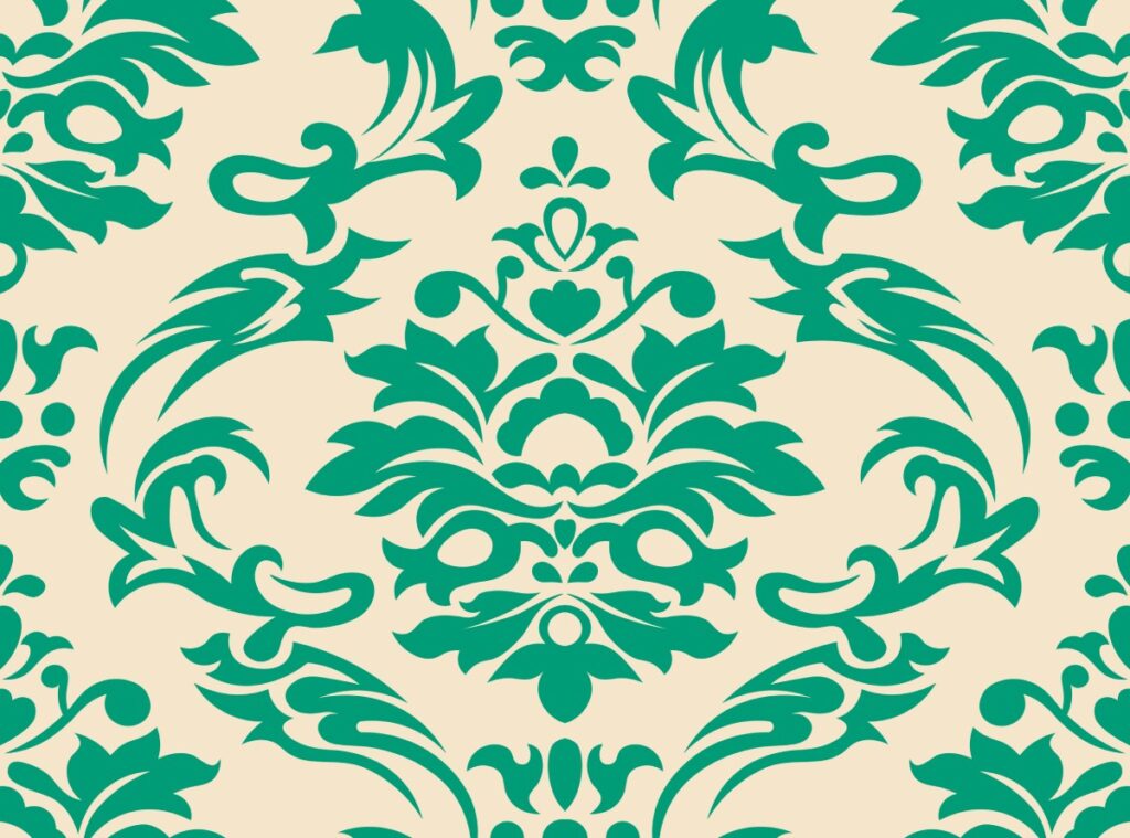 Serin, Emerald Green Damask Elegance Wallpaper