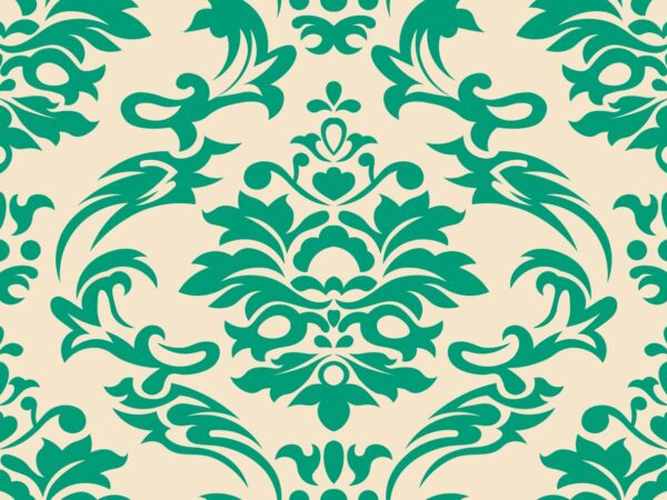 Serin, Emerald Green Damask Elegance Wallpaper