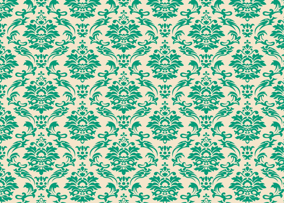 Serin, Emerald Green Damask Elegance Wallpaper