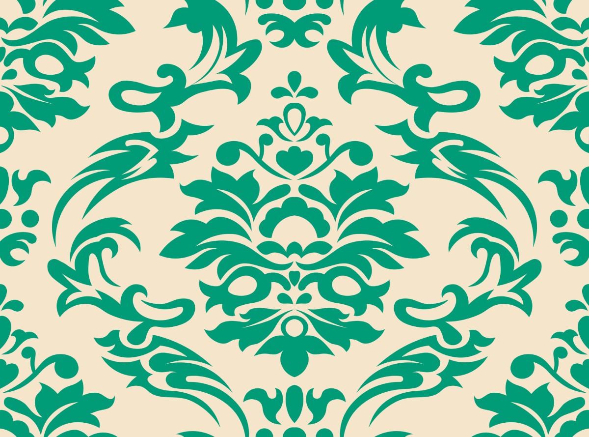 Serin, Emerald Green Damask Elegance Wallpaper