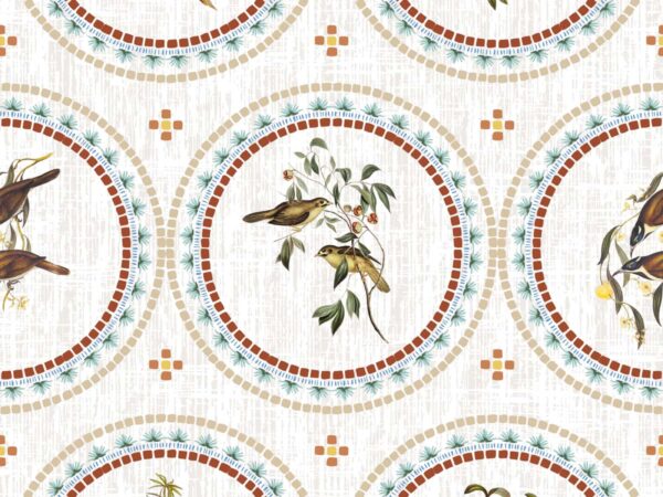 Birdora, Timeless Avian Circle Motif Wallpaper
