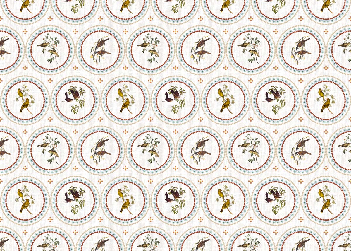 Birdora, Timeless Avian Circle Motif Wallpaper