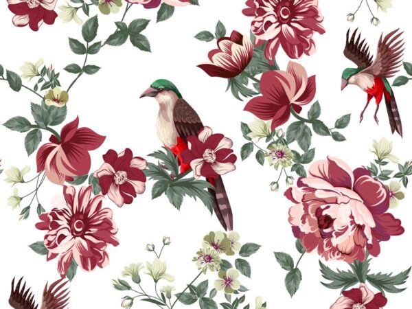 Shuilan, Soft Oriental Flora and Feathered Companions Wallpaper