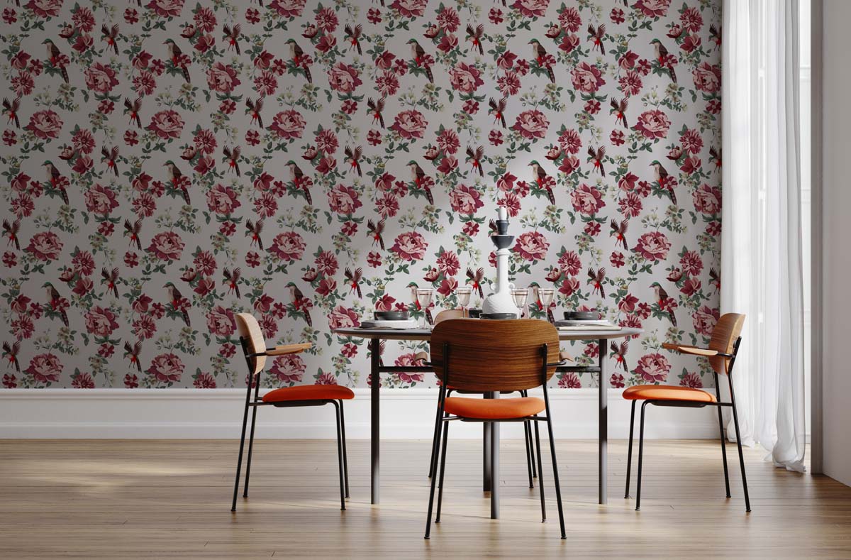 Shuilan, Soft Oriental Flora and Feathered Companions Wallpaper