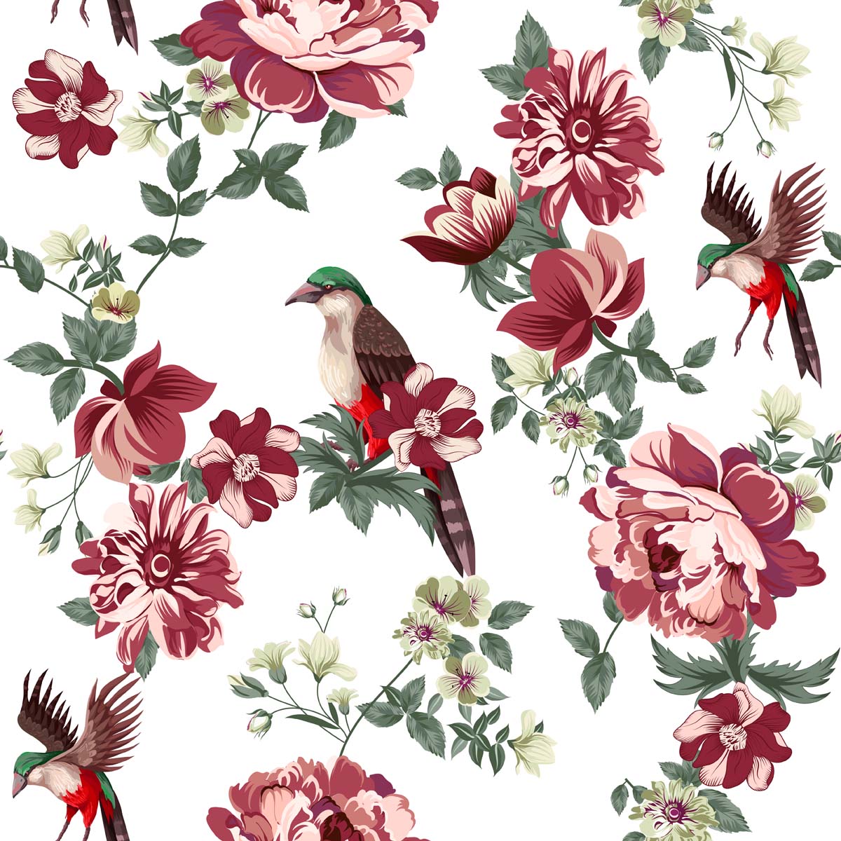 Shuilan, Soft Oriental Flora and Feathered Companions Wallpaper
