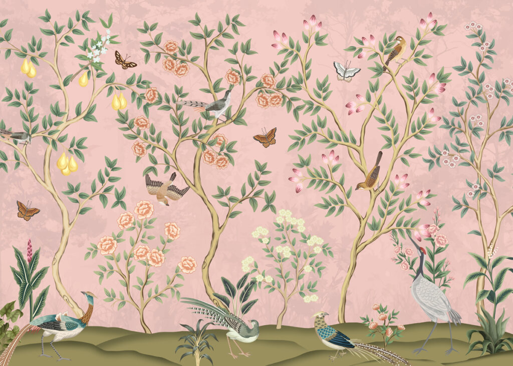 Xianbloom, Chinoiserie Landscape of Blossoms Mural