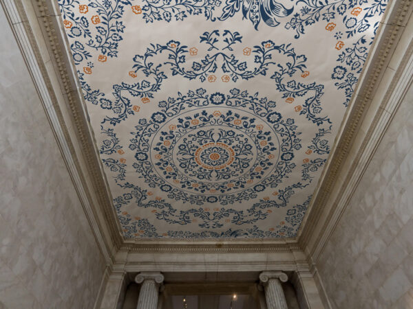 Porcelaine, Delicate Blue Florals Circular Medallion Mural