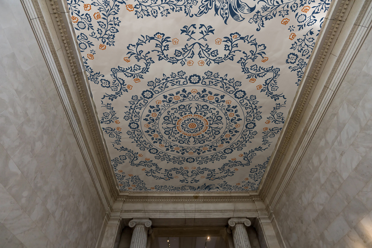 Porcelaine, Delicate Blue Florals Circular Medallion Mural