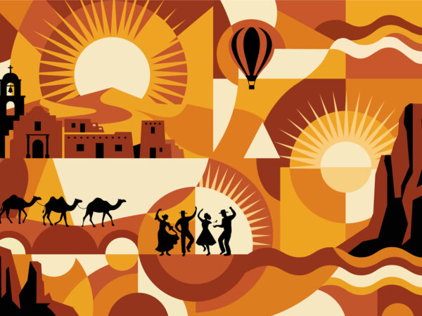 Sunward, Stylized Landscape of Sun and Human Stories Office Mural